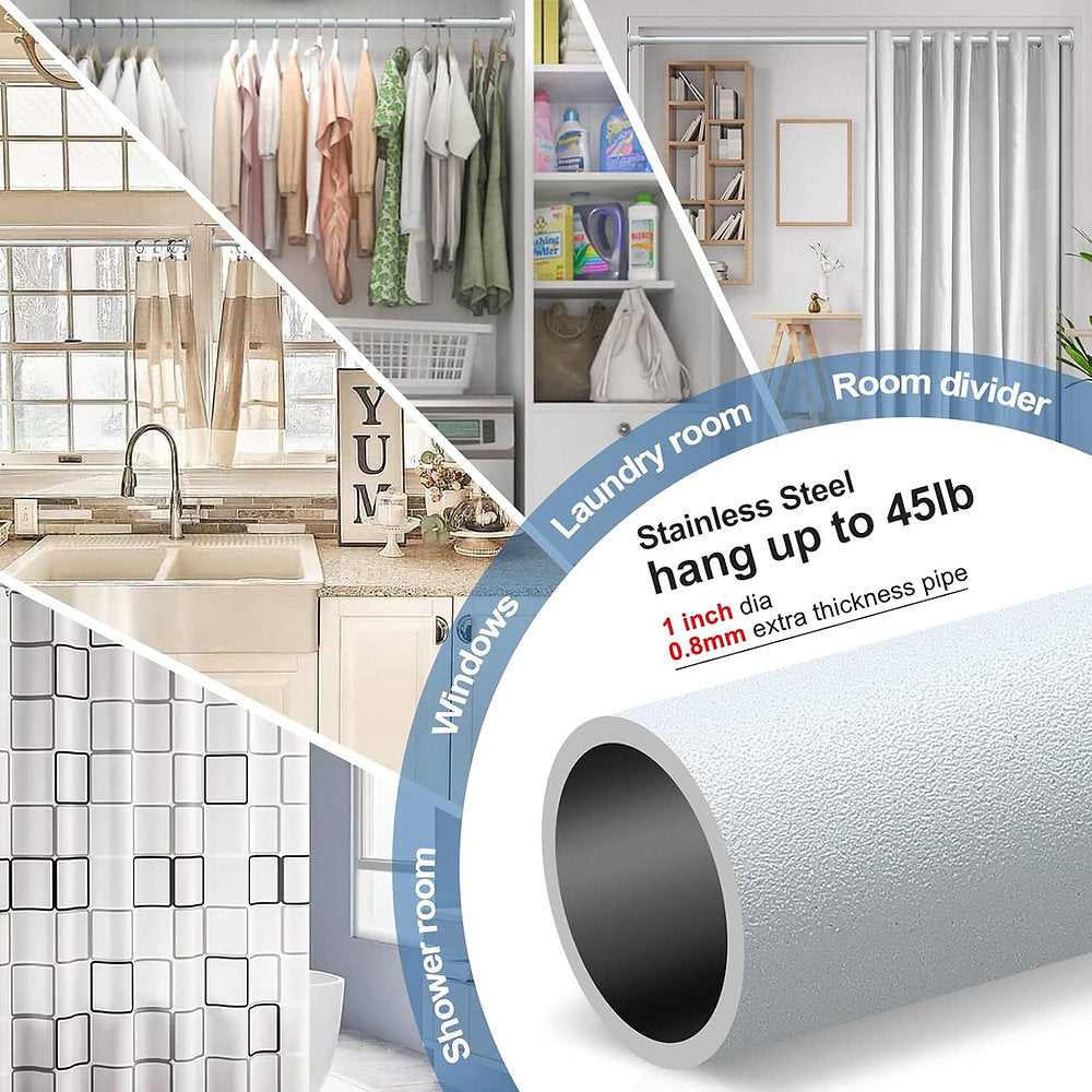 Galerie, bara perdea extensibil, 70-190cm, 2.5cm, otel, alb