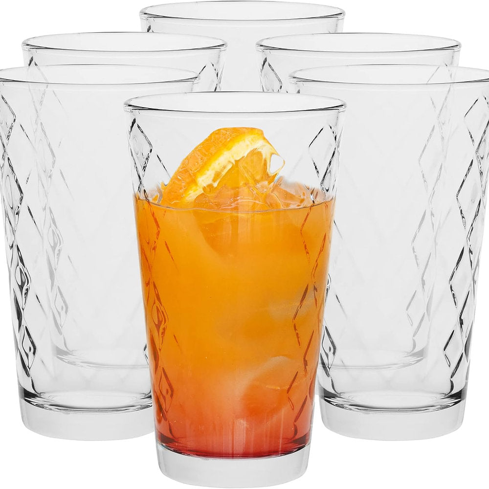 Pahare de sticla decorate, 370ml, Trend For Home, set de 6