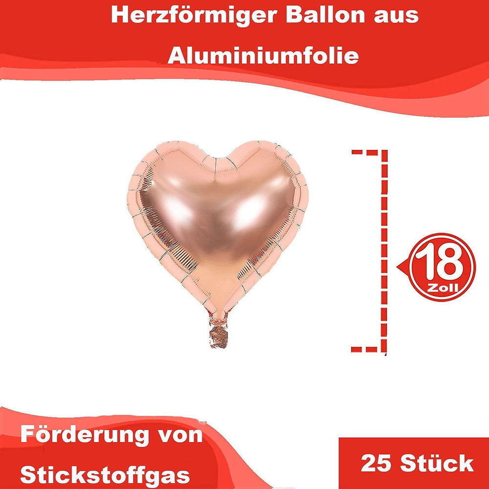 Baloane decorative folie, inimioara, 45cm, pachet de 25, roz