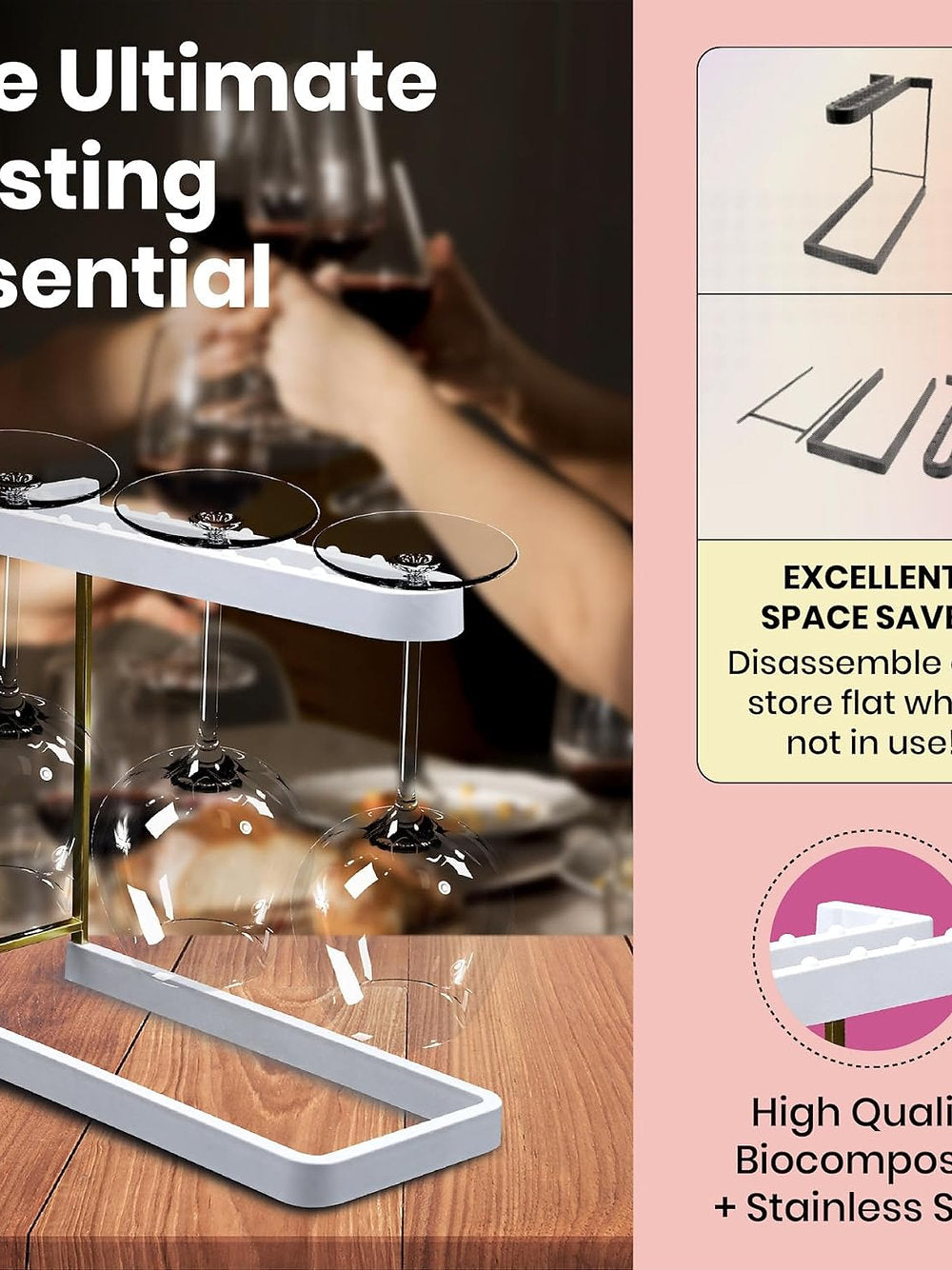Suport 3 pahare vin, Happy Sinks, pentru masina spalat