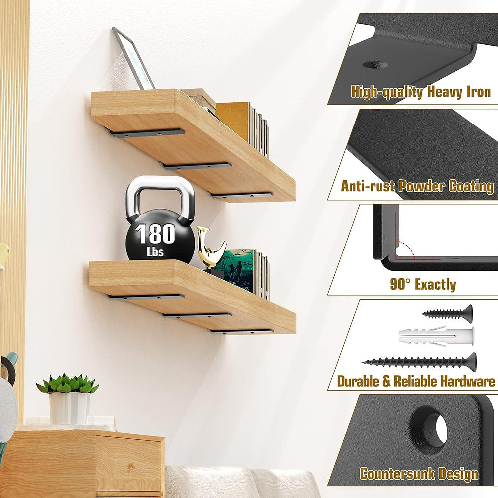 Suport polite, metalice pentru rafturi 20x4cm, set de 2