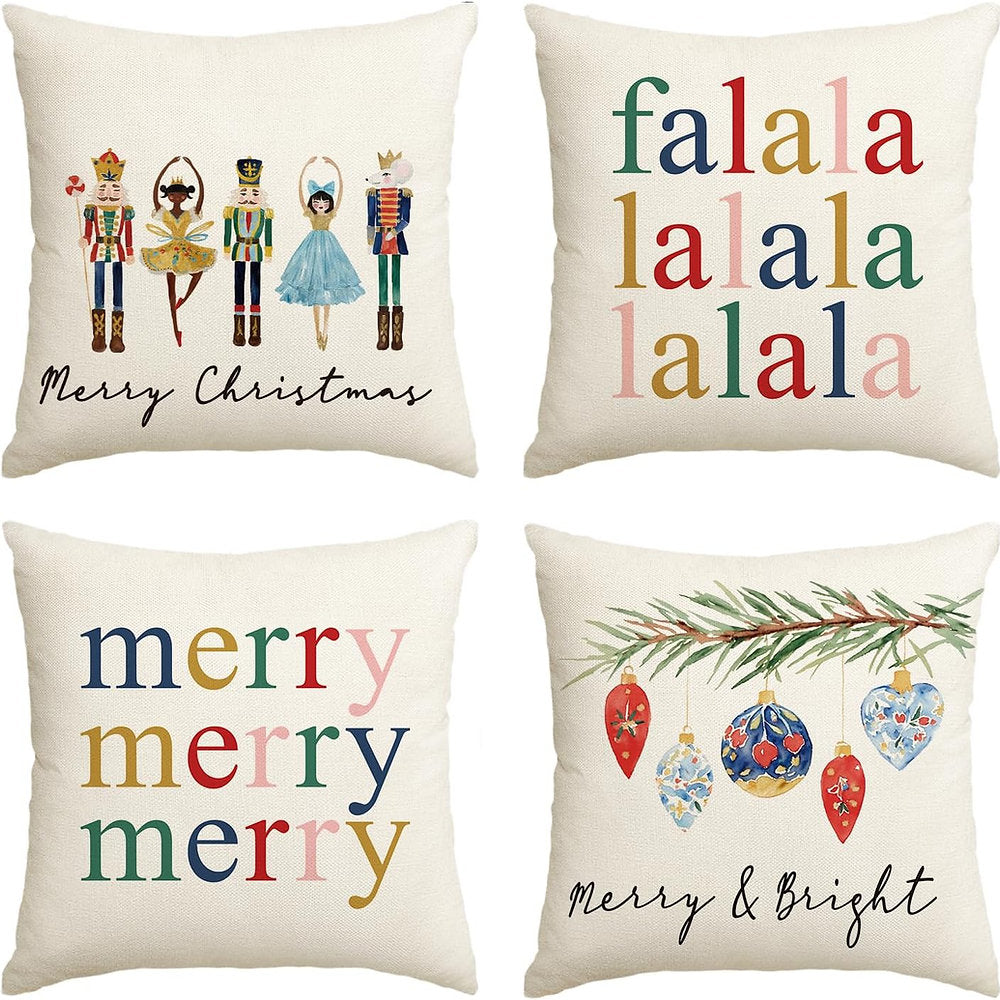 Set de 4 fete perna Craciun, decorativa, iarna, 45x45cm