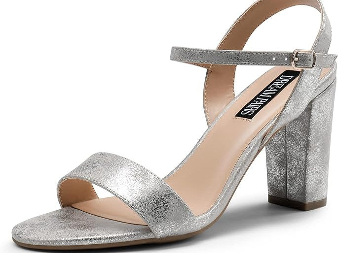 Sandale de damă cu toc, Dream Pairs, Argintiu, 38