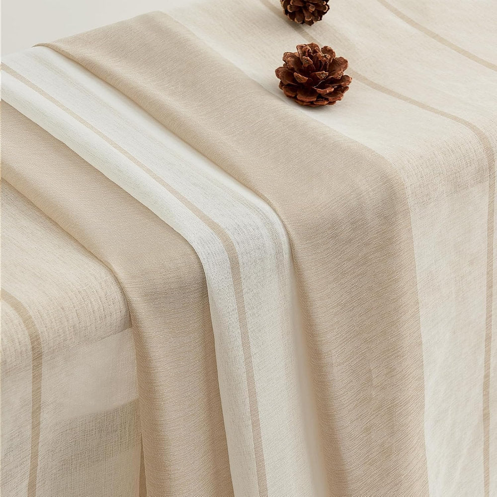 Perdele Mrtrees rejansa semitransparentă, 140 x 225cm, set de 2, alb-bej