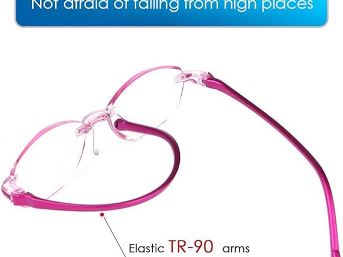 Ochelari pentru citit LUFF, dioptrii +4,fara rama, roz
