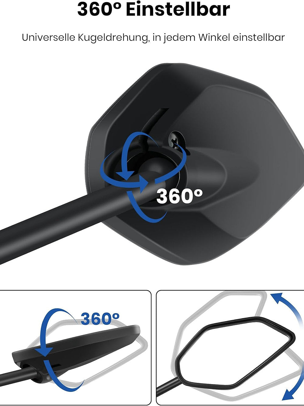 Oglindă pentru bicicletă, suprafață de oglindă foarte mare, sticlă rezistente