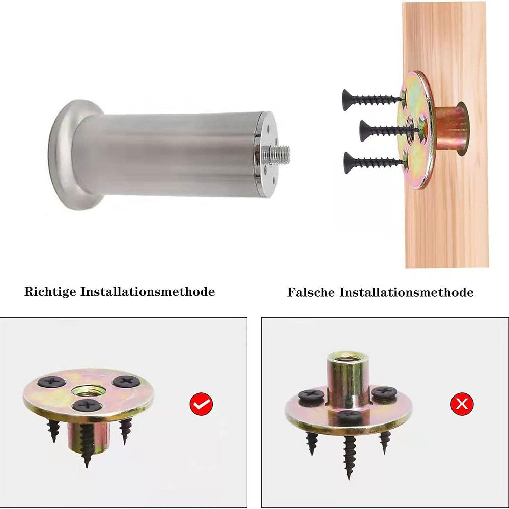 Pachet 4 picioare mobilier inox, dulap, canapea 12 cm