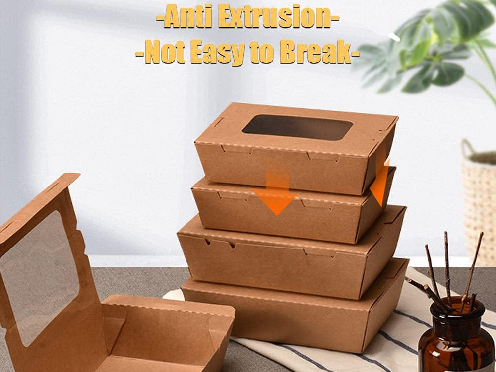 Cutii de carton takeaway cu capac, 15x11x5cm, set de 50