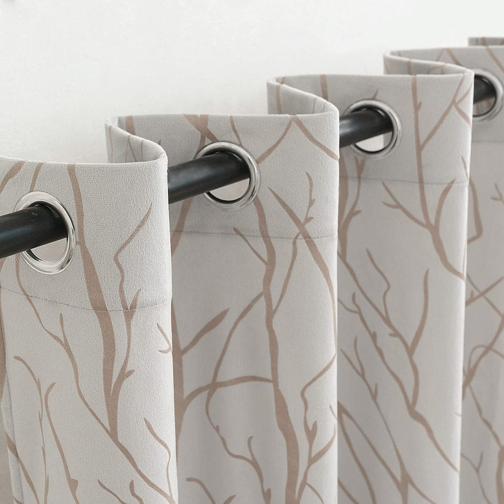 Draperii decorative 100% blackout, EMEMA, 140x175cm set de 2, gri-alb