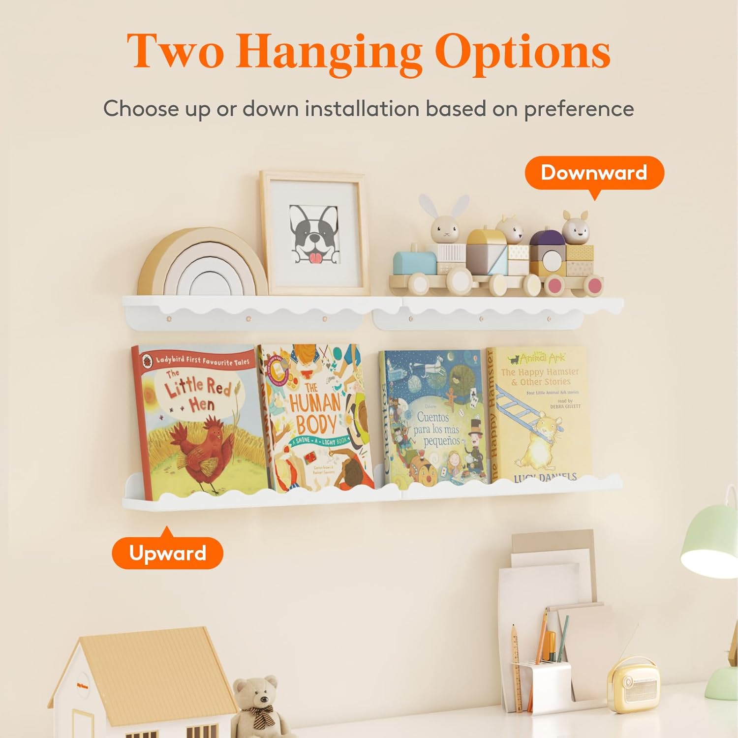 Rafturi suspendate plasic premium, Lifewit 38 x 8.6cm, set de 8