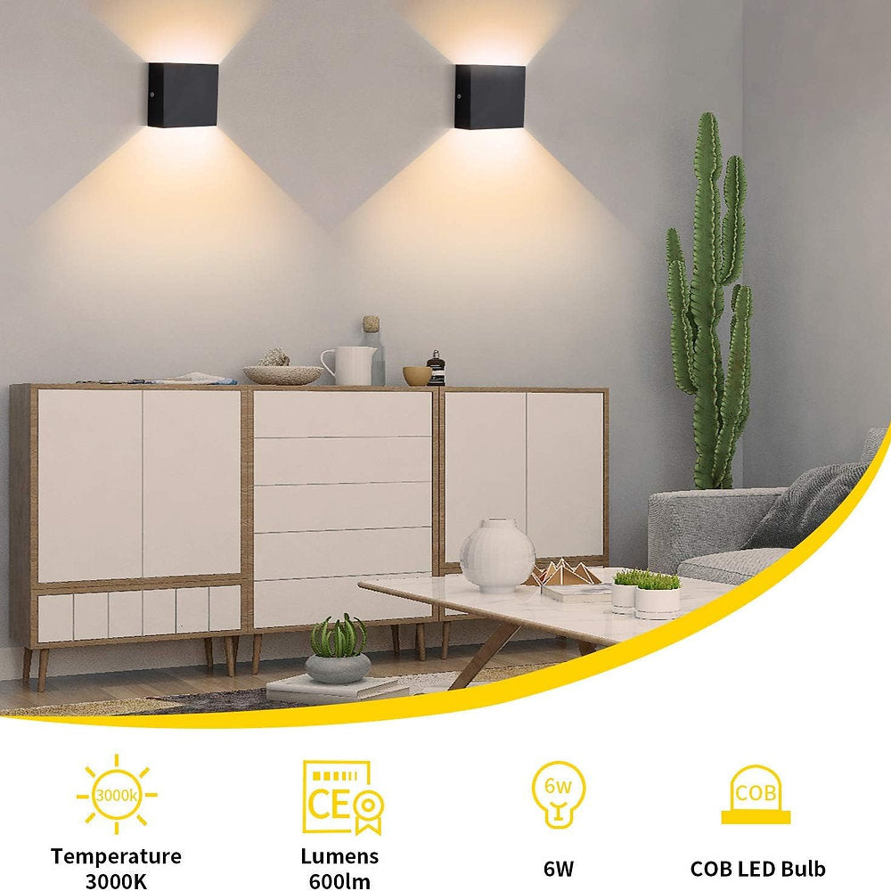 Aplice LED 6W, lumina alba cald, 10x5x10cm, set de2