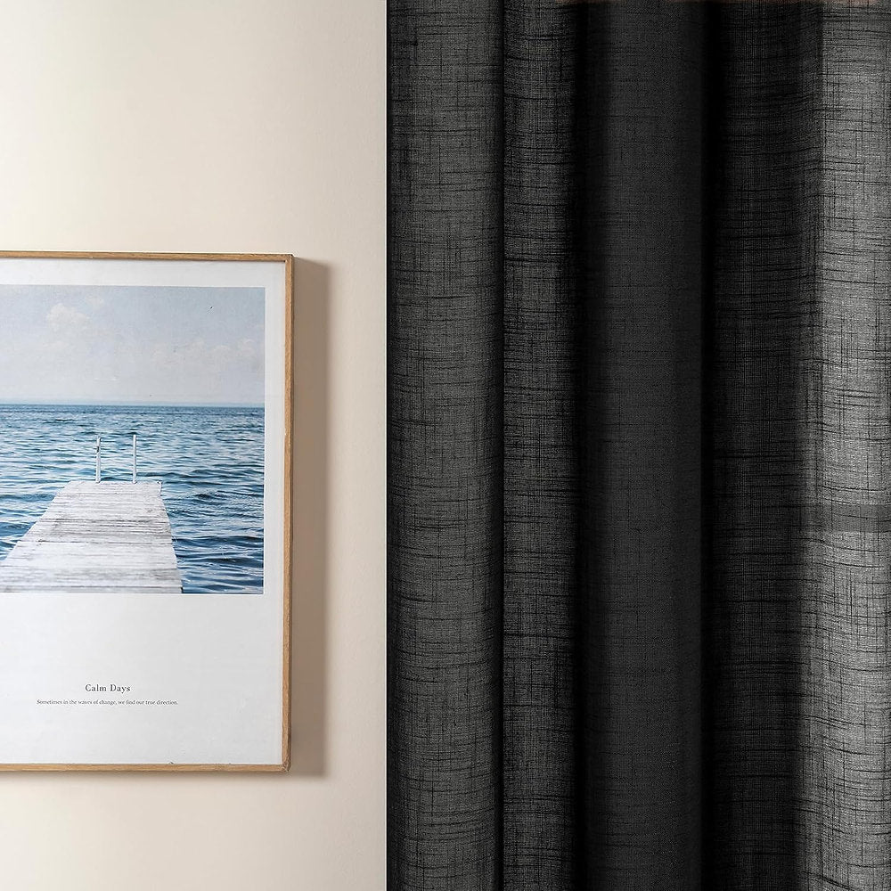 Perdele decorative, Miulee, 140x175cm, negru, set de 2