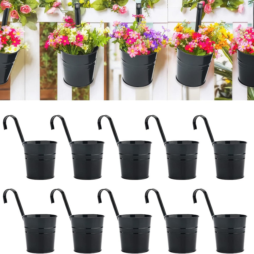 Ghivece suspendate din metal, alb sau negru, pachet de 10, KINGLAKE