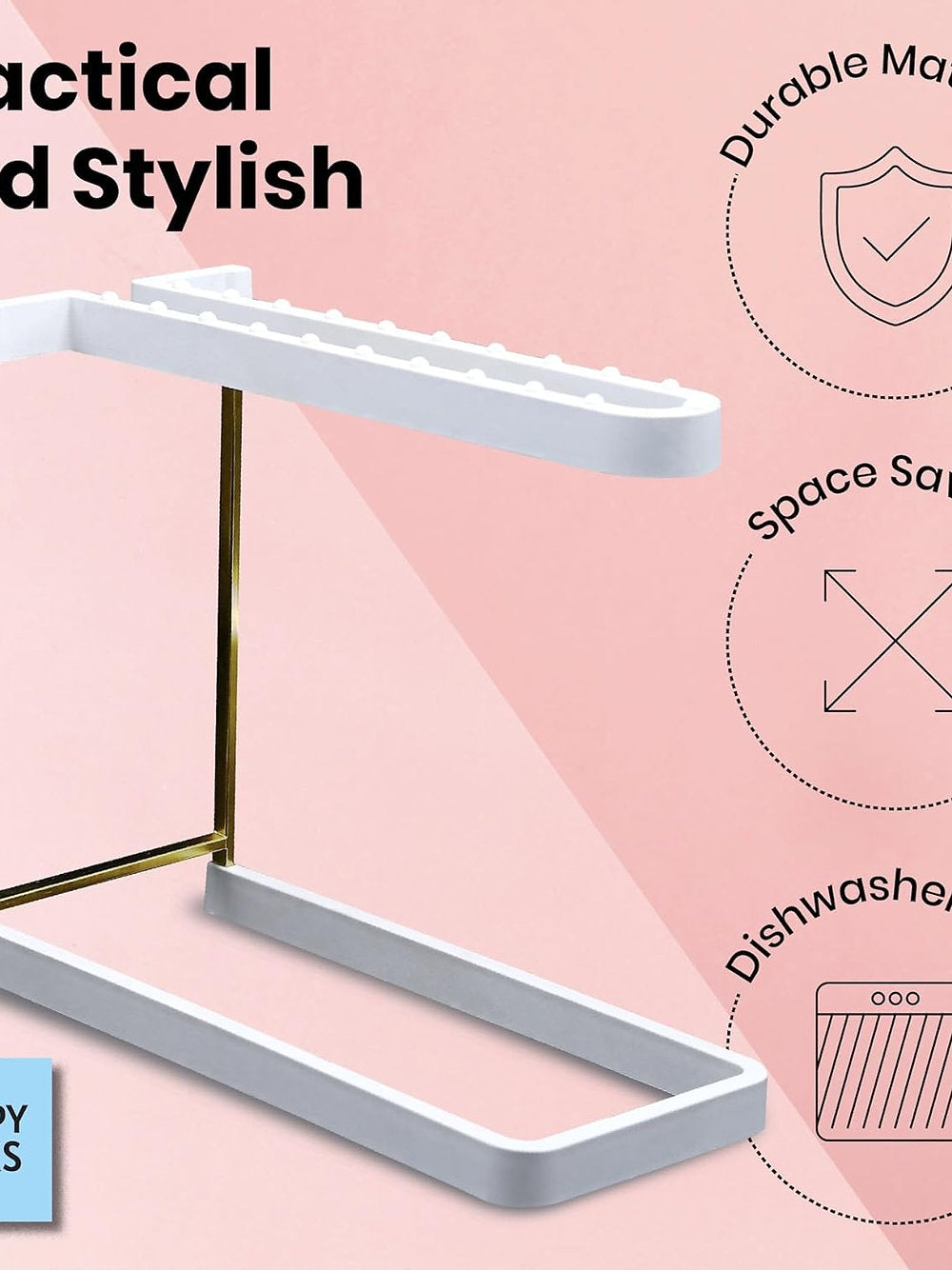Suport 3 pahare vin, Happy Sinks, pentru masina spalat