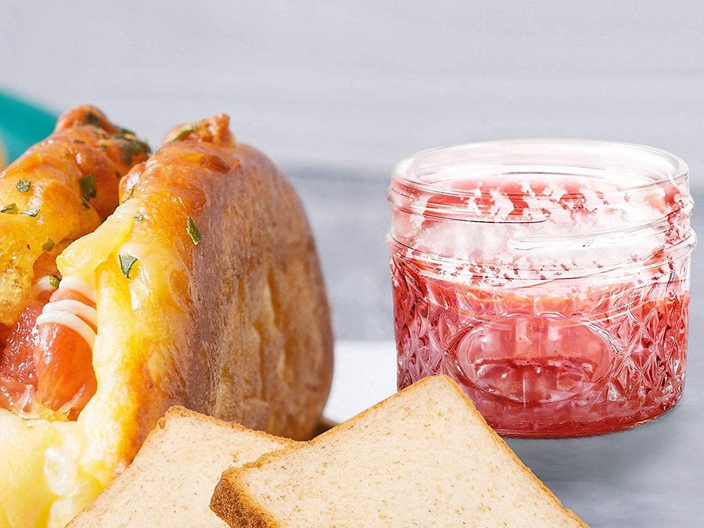 Set de 6 borcane de conservare, 120ml cu capac si model