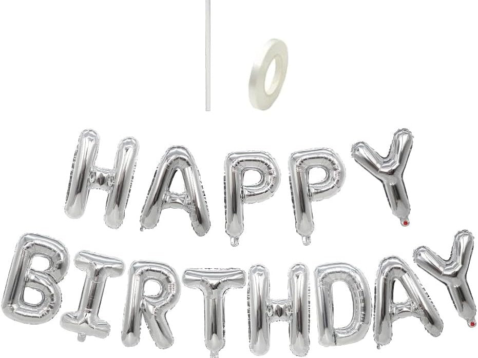 Set baloane HAPPY BIRTHDAY, YinQin 40x40cm litera, Argintiu