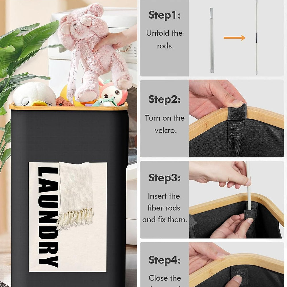 Cos de rufe pliabil cu geanta interioara 32x42x75cm, 100 litri