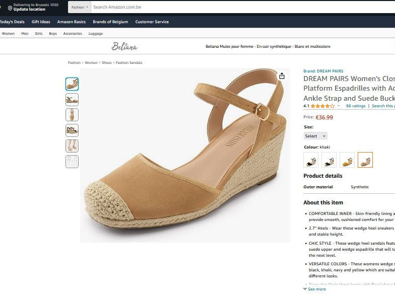 Sandale de damă cu toc, Dream Pairs, Kaki, 40