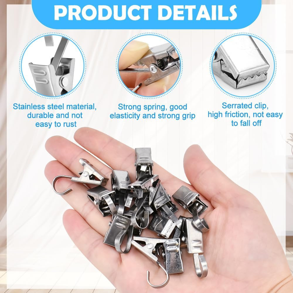 Set 60 carlige perdea, Dtyguixe, agatarea draperii, foto, fixarea usoara