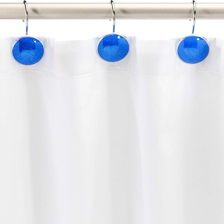 Cârlige pentru perdele de duș, albastru, set de 12
