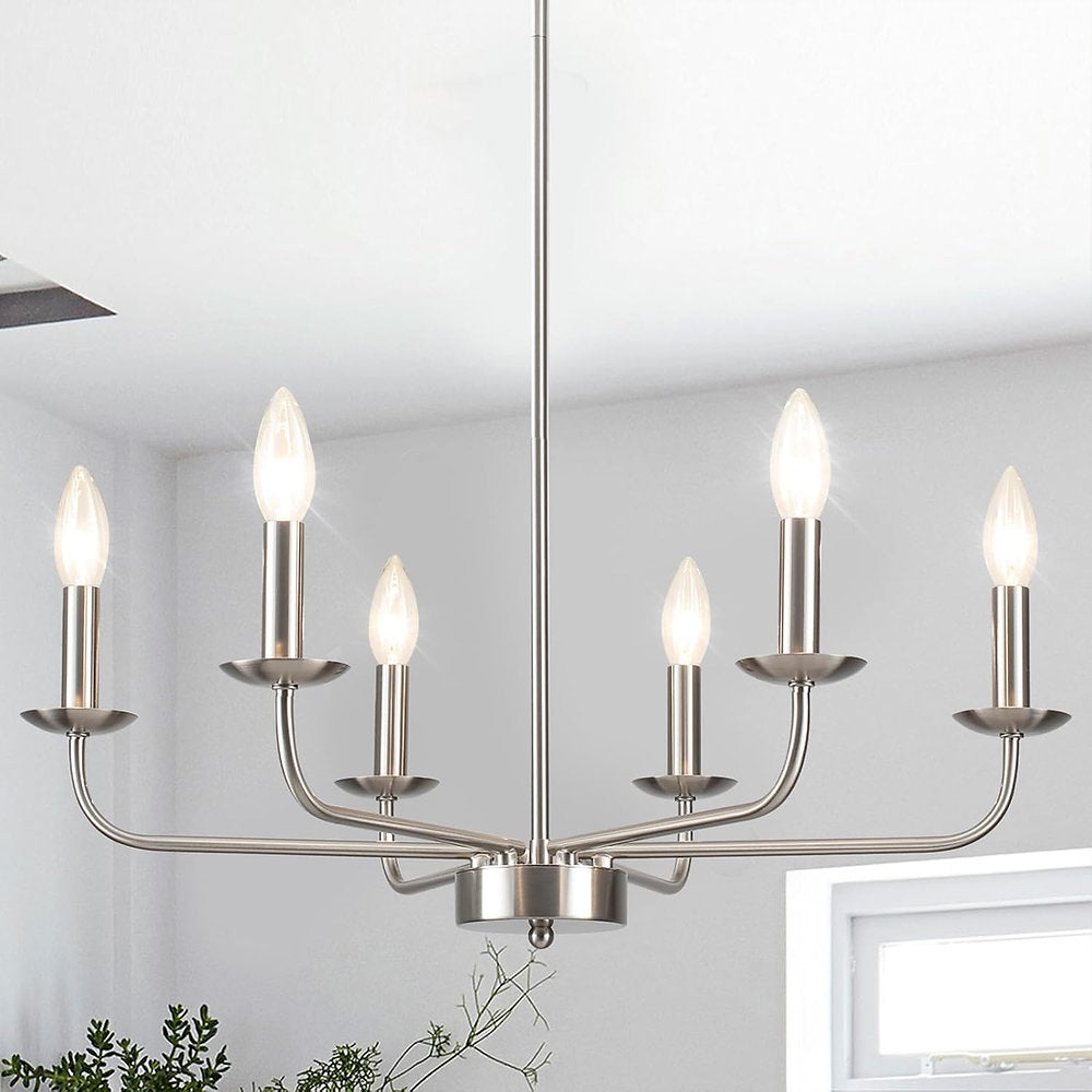 Candelabru modern, Lxwnyy lustra 6 brate, argintiu E14