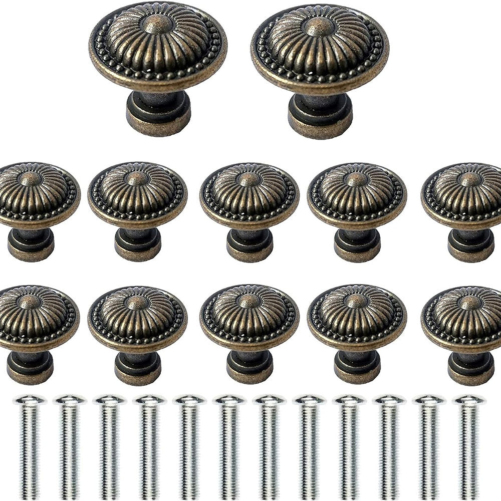 Pachet de 12 butoni din bronz vintage ușă dulap, sertar