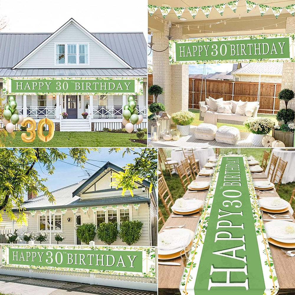 Decoratii cu baloane pentru aniversarea de 30 de ani verde salvie