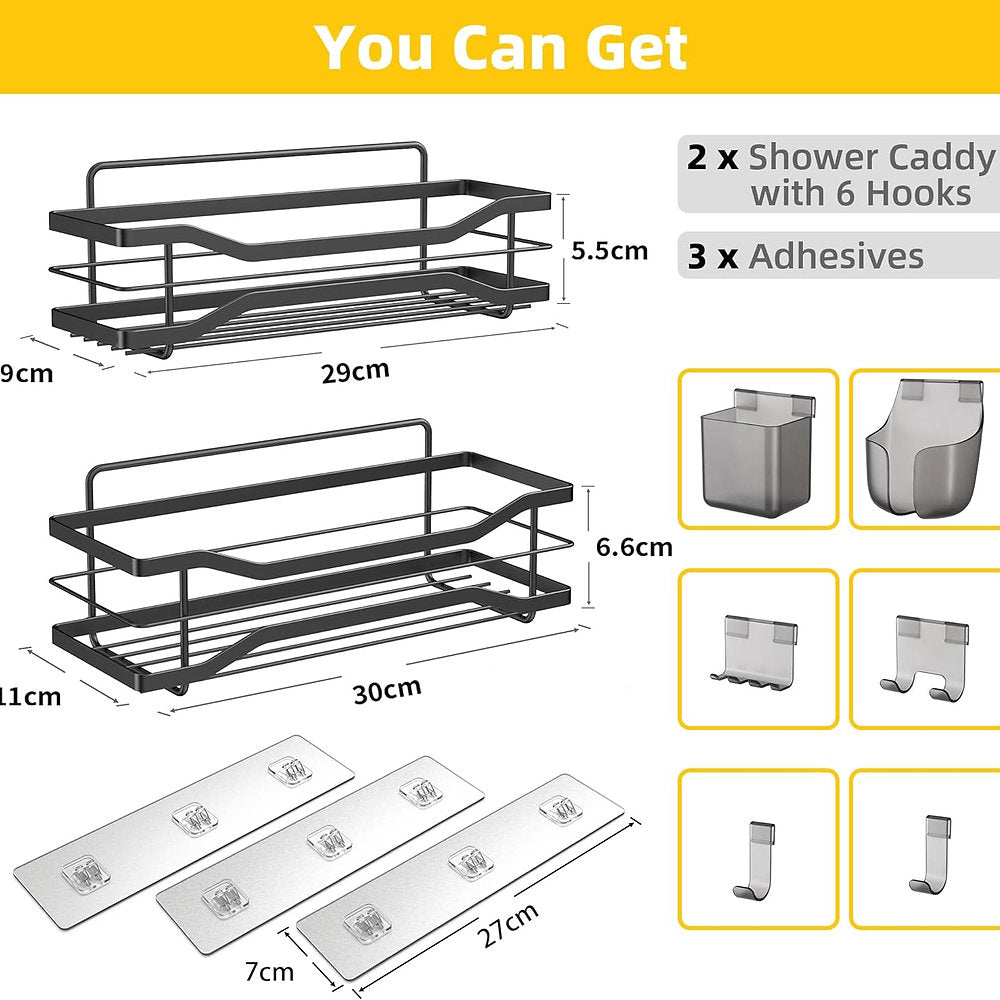 Set de 2 rafturi cu 6 accesorii, 29x9cm