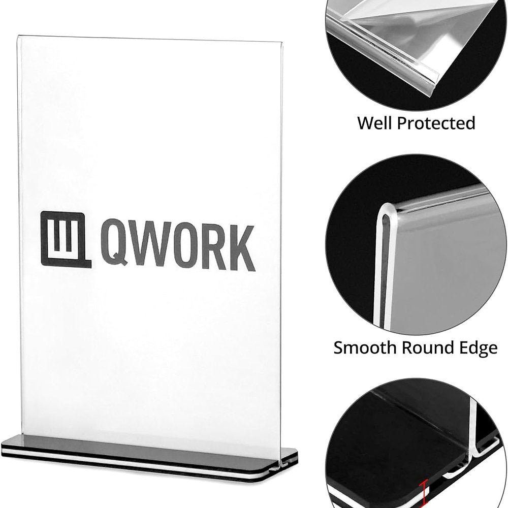 Suport meniu, display prezentare QWORK, transparent, A5, set de 6