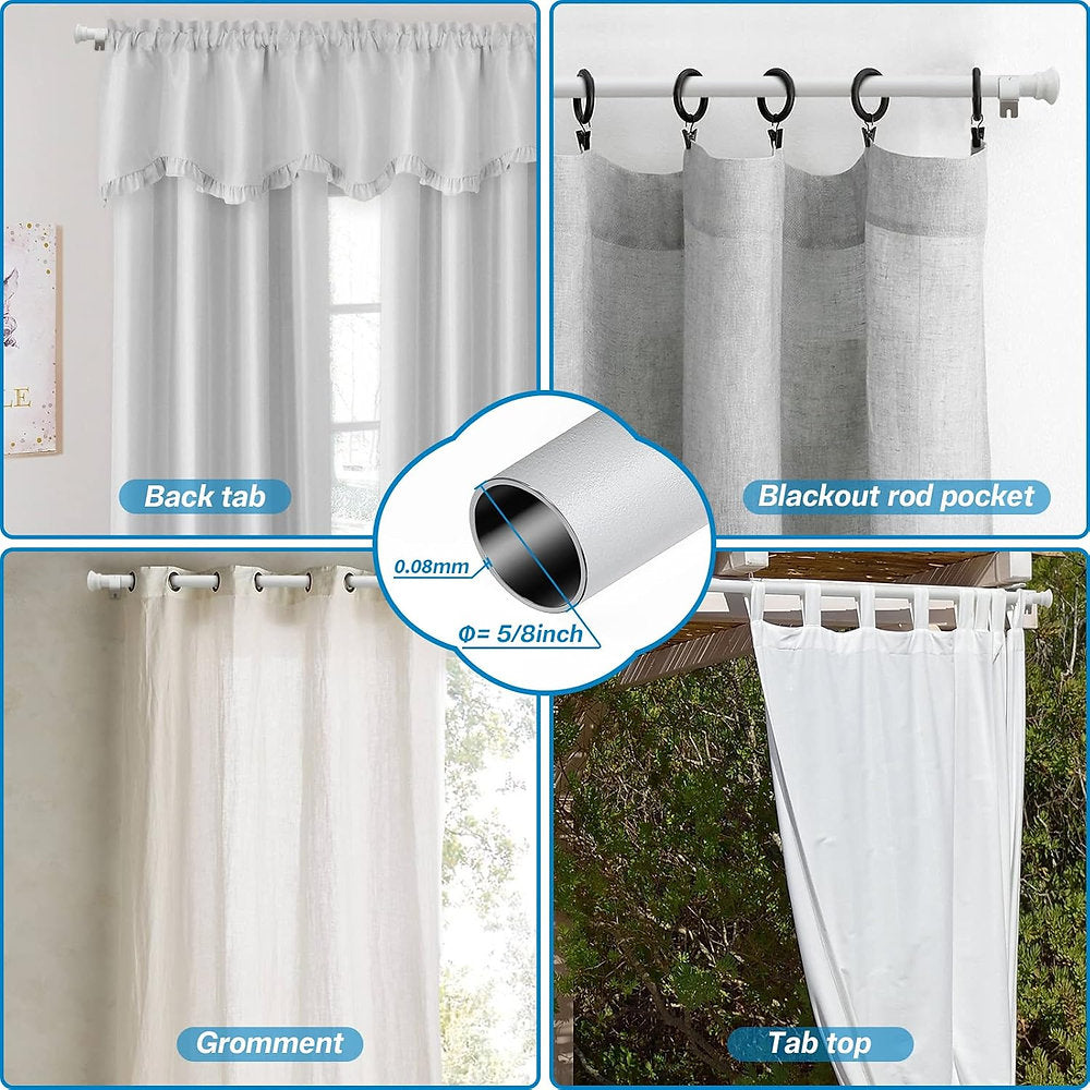 Set de 2 Galerii, Dakepole, bara perdele, draperii, 71 - 224cm, alb