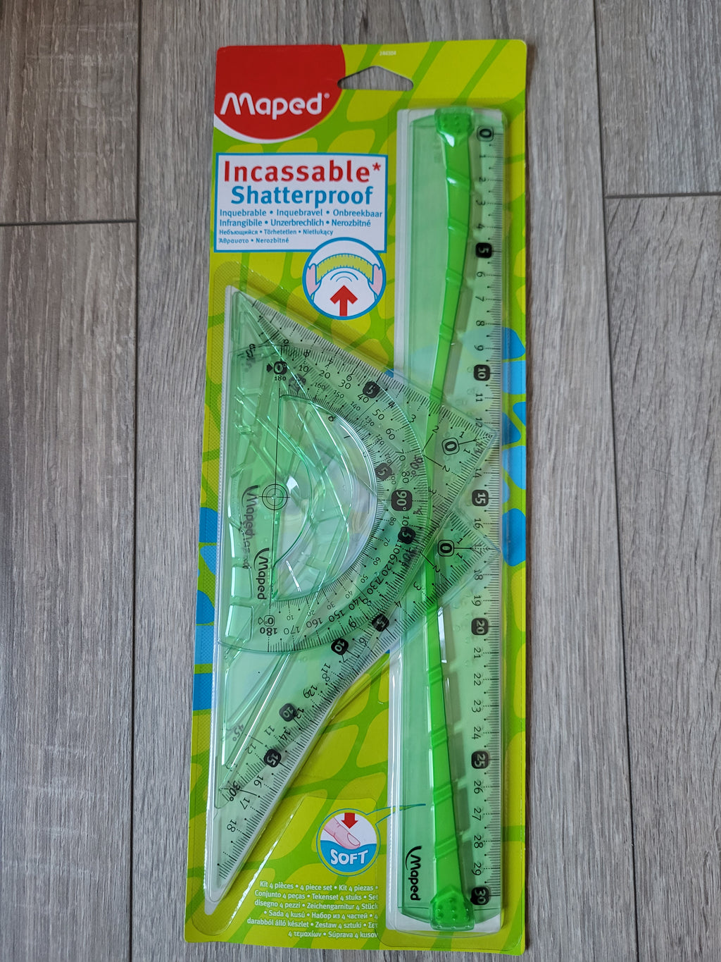 Set de geometrie flexibil, 4 piese , 100% indestructibil