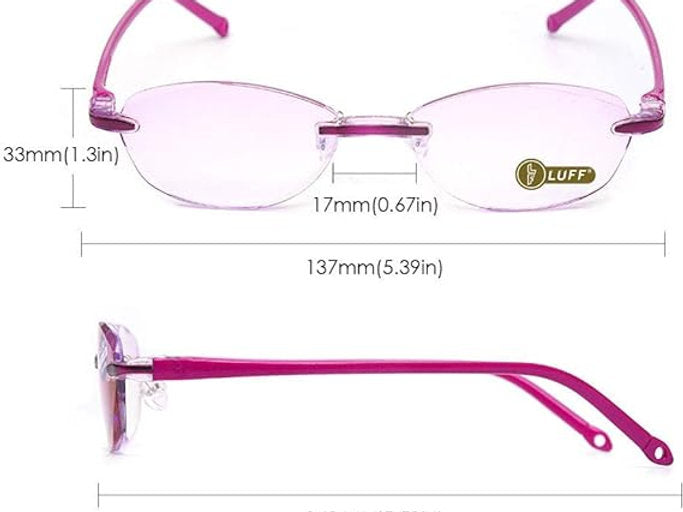 Ochelari pentru citit LUFF, dioptrii +4,fara rama, roz
