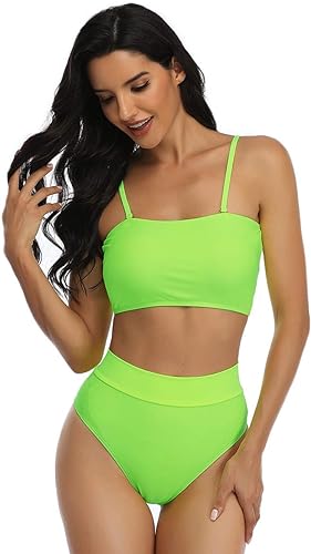 Set de bikini fără bretele cu talie înălță cu bandă din două piese, S
