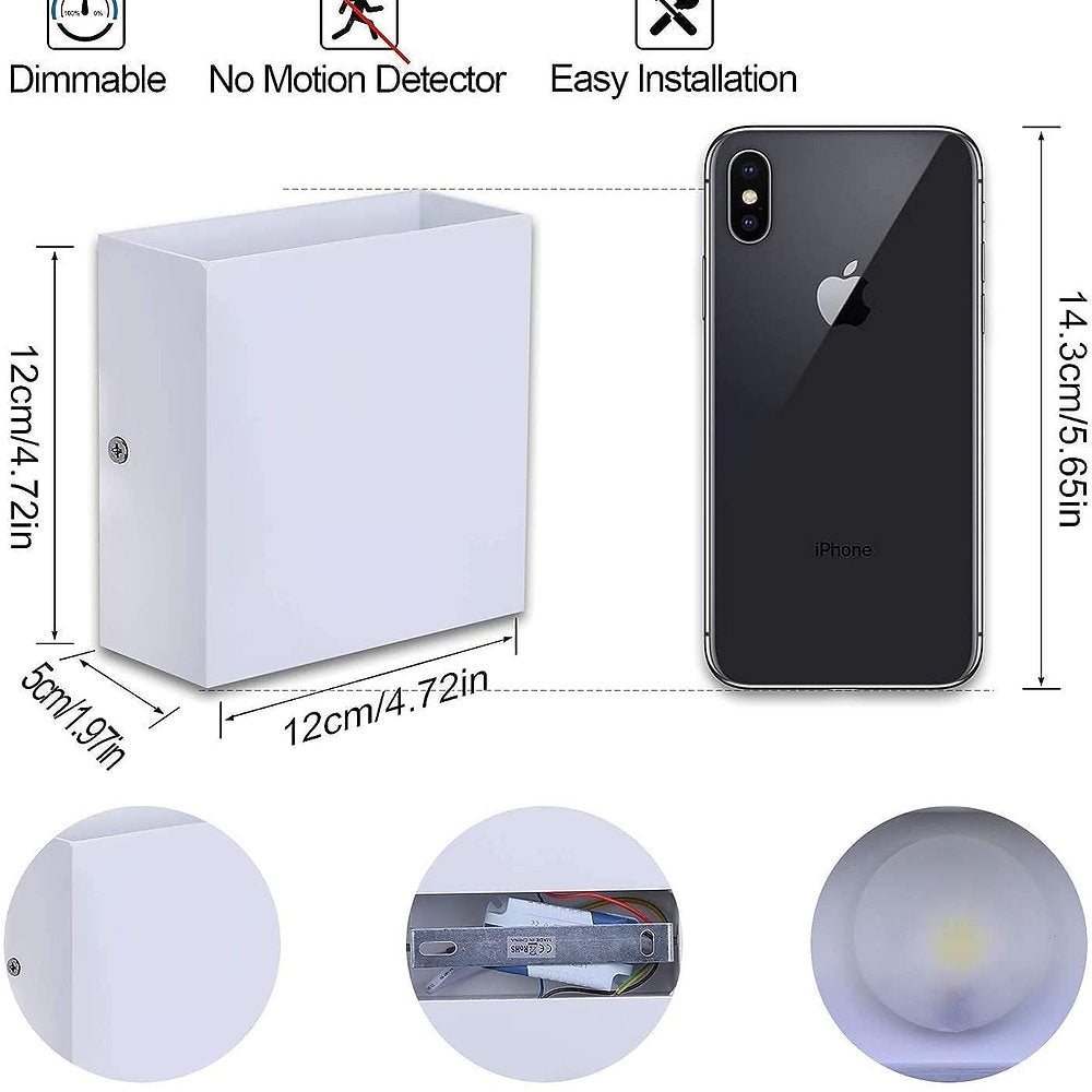 Aplice LED 10W, lumina alba cald, 12x5x12cm, set de2, alb