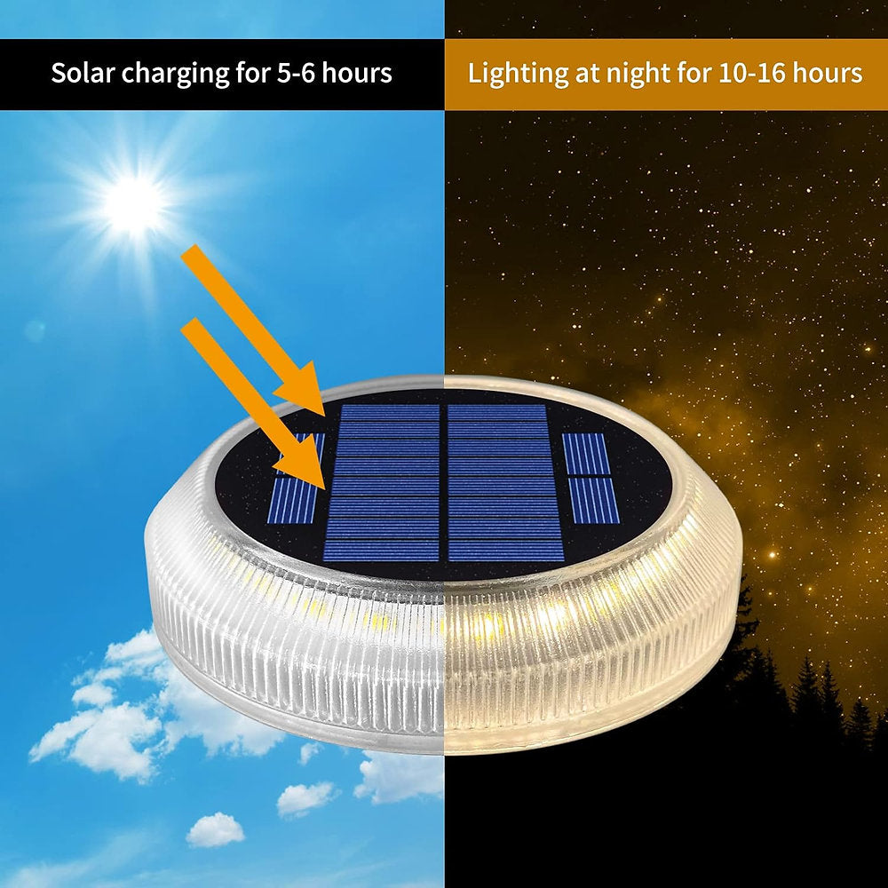 Set de 4 Lumini solare rotunde, 360grade, IP68