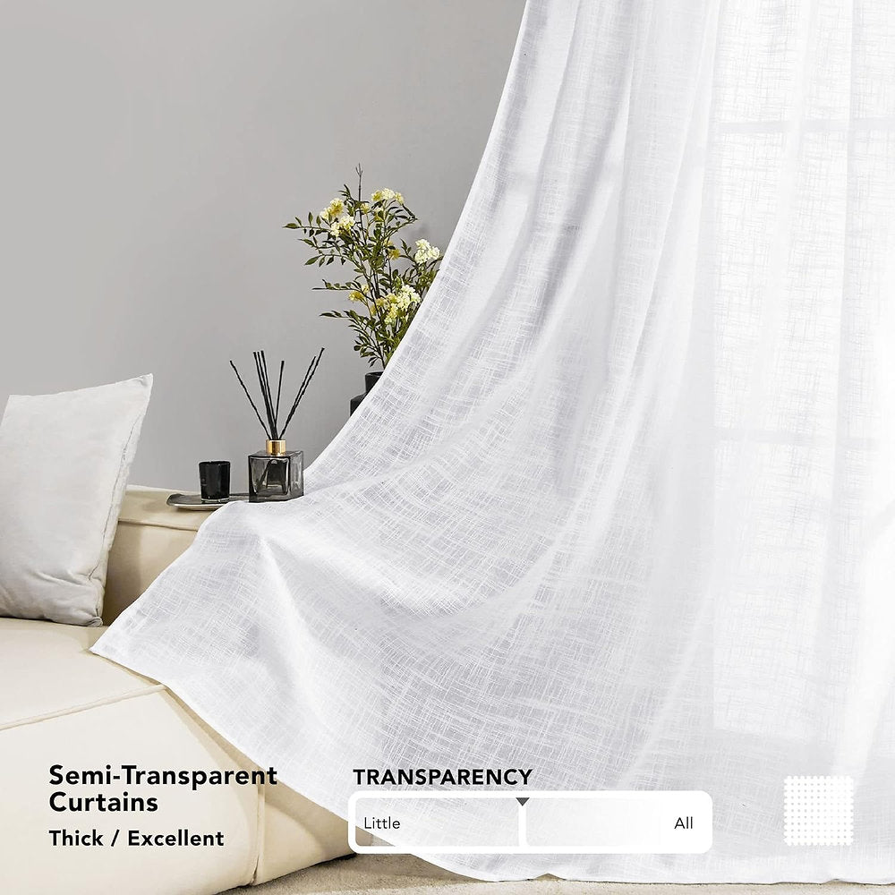 Perdele voal, Deconovo , 245 x 140 cm, alb, set 2