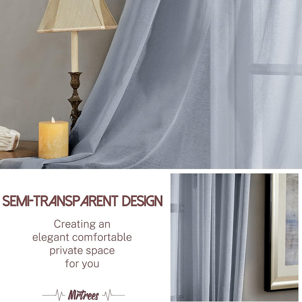 Perdele Mrtrees cu ochiuri semitransparentă, 140 x 225cm, set de 2, Gri