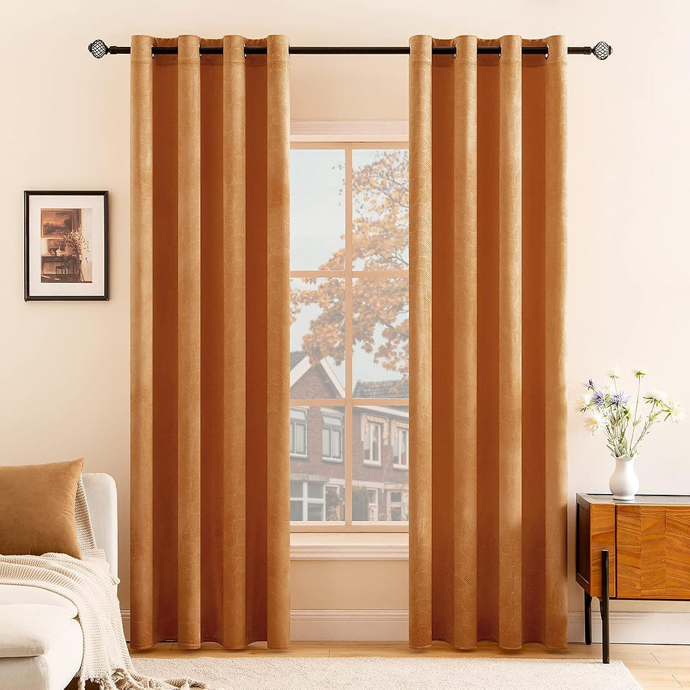 Draperii decorative 100% blackout, EMEMA, 140x175cm set de 2, galben