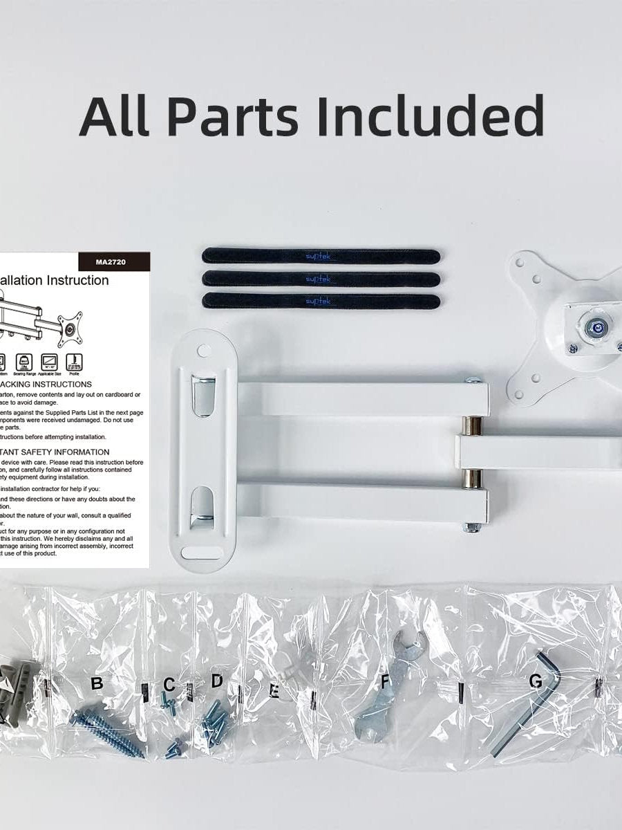 Suport monitor de perete pivotant 15-32 inch max 13 kg, Alb
