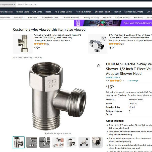 Deviator robinet 1/2