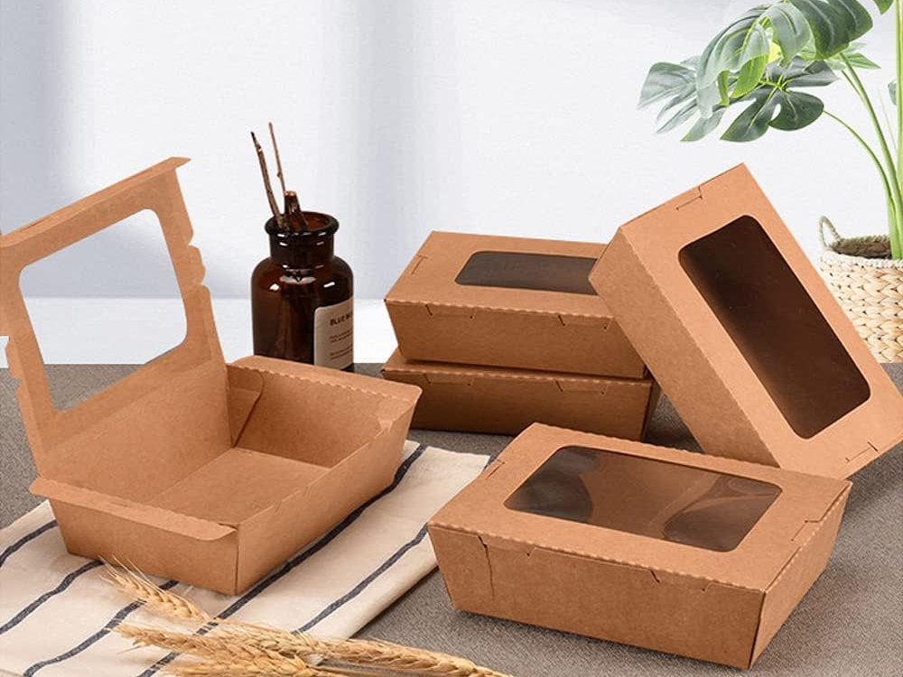 Cutii de carton takeaway cu capac, 15x11x5cm, set de 50