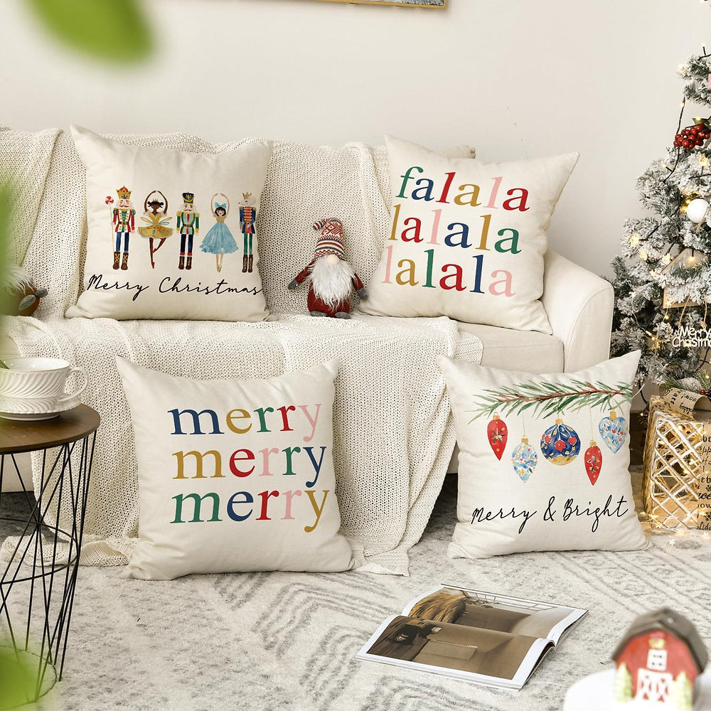 Set de 4 fete perna Craciun, decorativa, iarna, 45x45cm