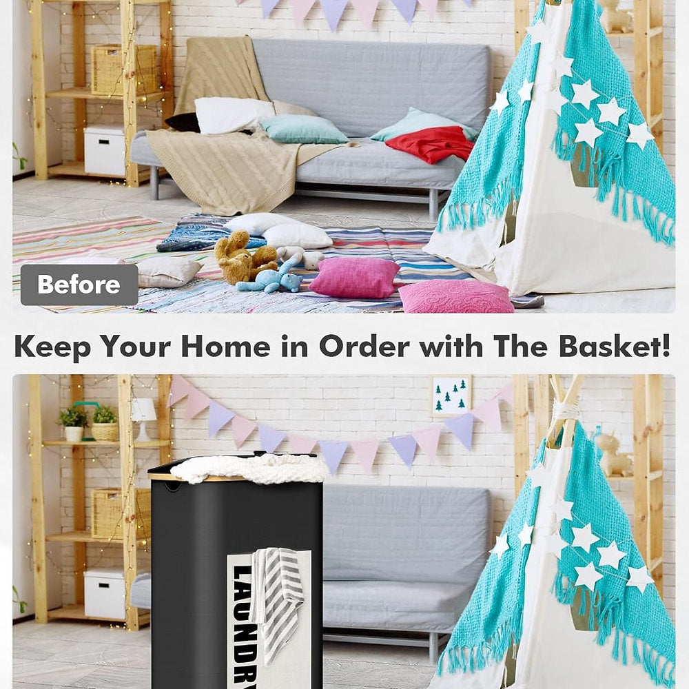 Cos de rufe pliabil cu geanta interioara 32x42x75cm, 100 litri