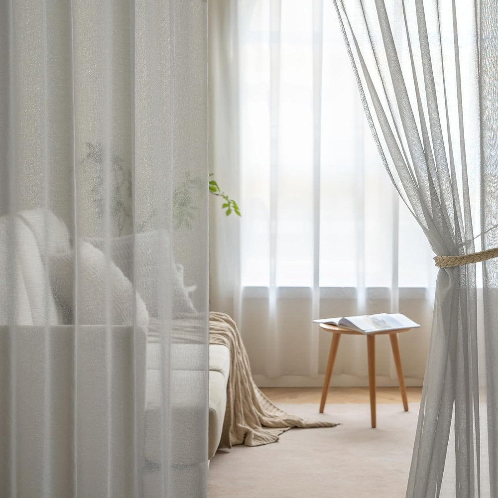 MIULEE Perdele cu bandă voal, doua optiuni de fixare, set 2 , 140 x 260cm