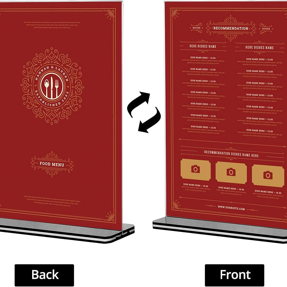 Suport meniu, display prezentare QWORK, transparent, A5, set de 6
