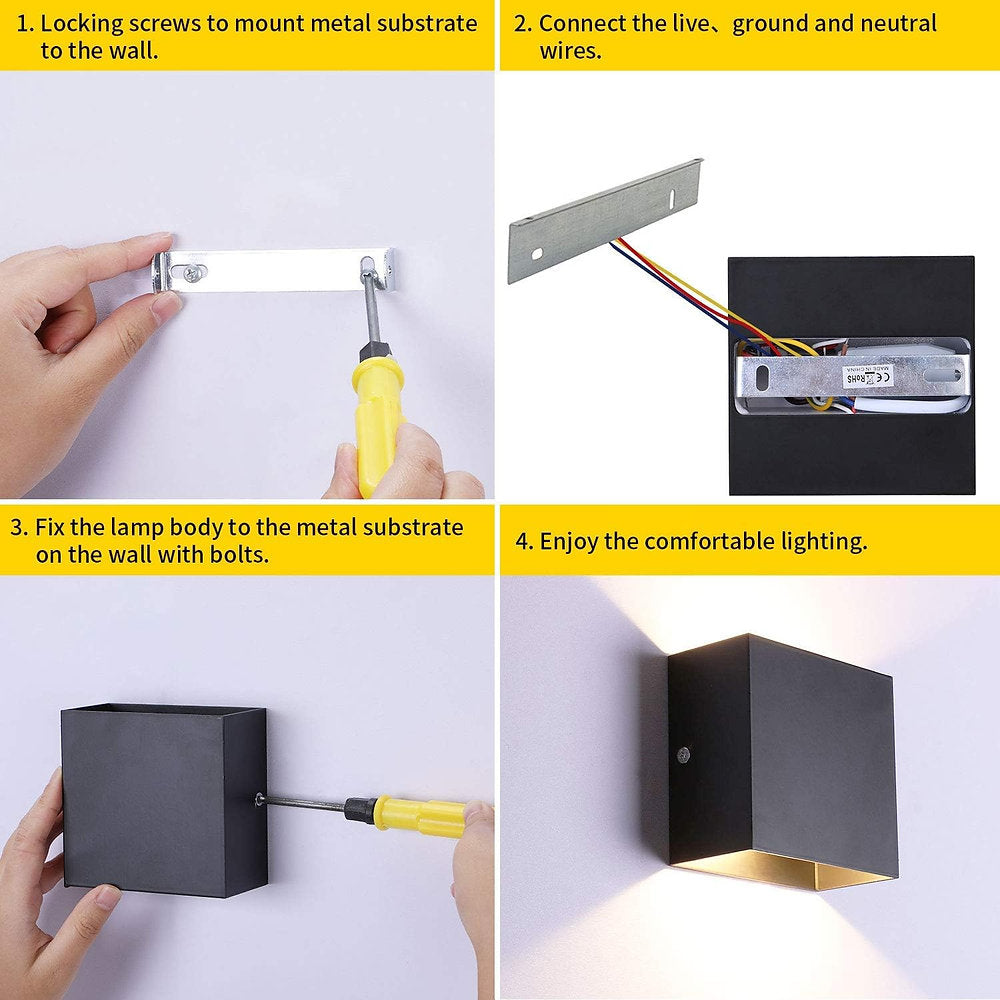 Aplice LED 6W, lumina alba cald, 10x5x10cm, set de2