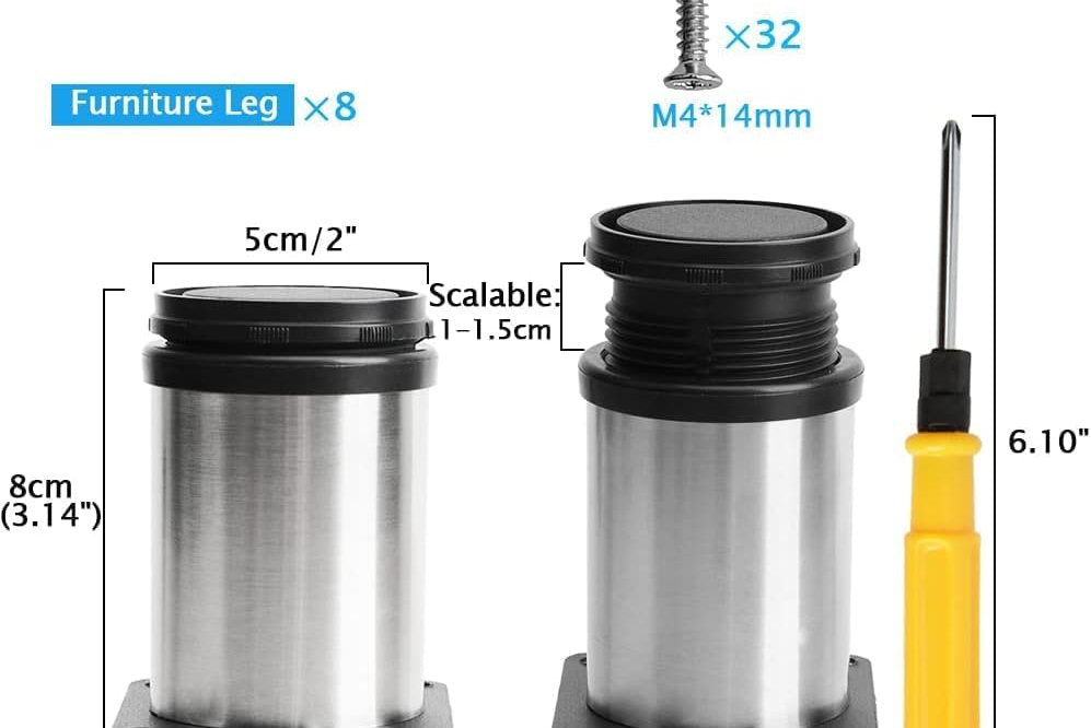 Set de 4 picioare mobilier, Uotyle, dulap, canapea 8 (+1.5) cm