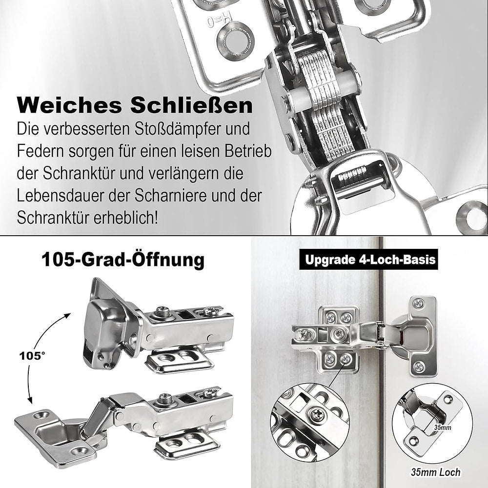 Balamale usa dulap masa cu amortizor si suruburi, 110°, 48x108mm, set de 6