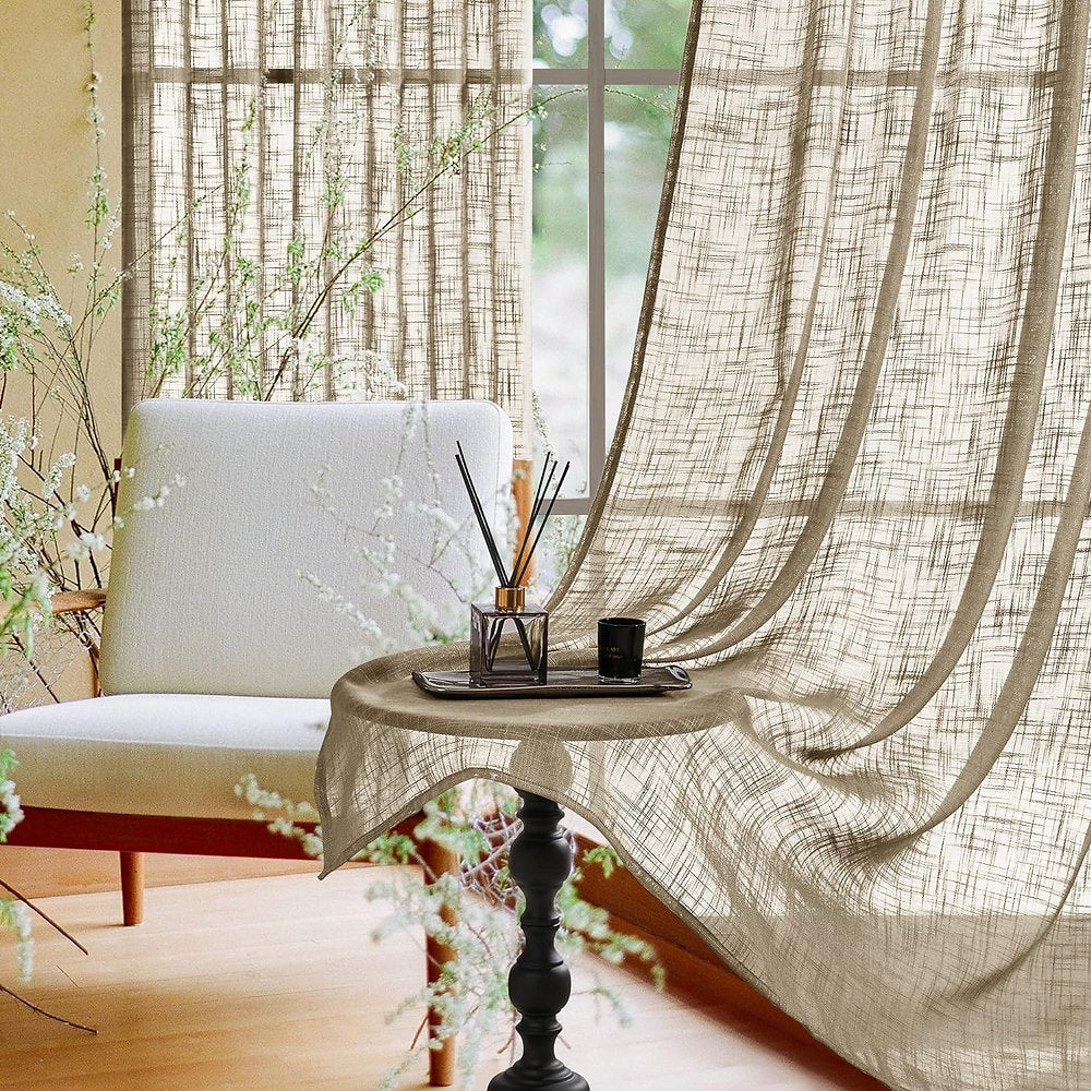 Perdele voal, Deconovo , 245 x 140 cm, gri, set 2