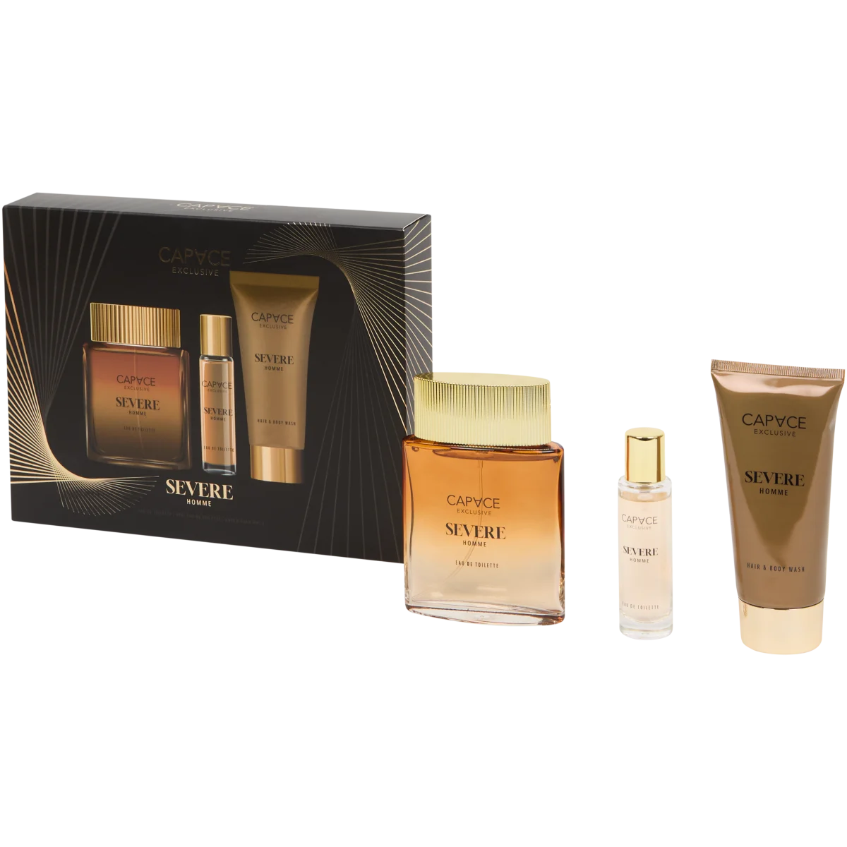 Set cadou barbati parfum x 2, sampon gel dus Exclusive, Severe, 24x18x5cm